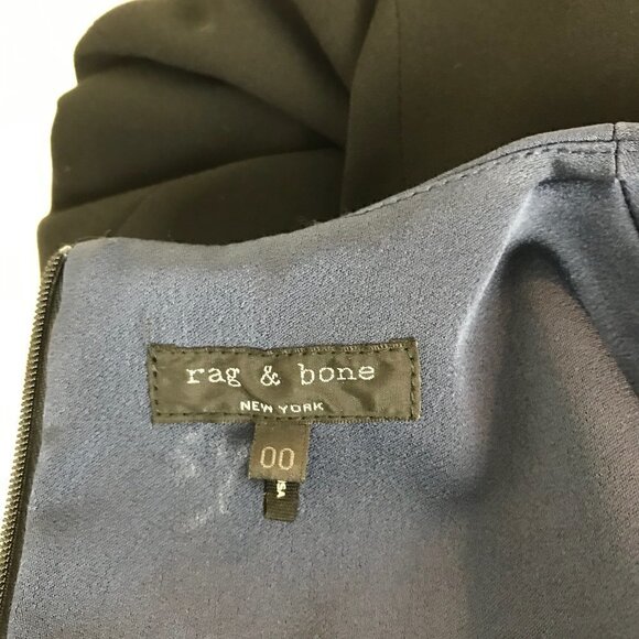 RAG & bone Blue And Black Mini Dress  Accent Leather On Trim And Zipper Size 00 - Picture 6 of 7